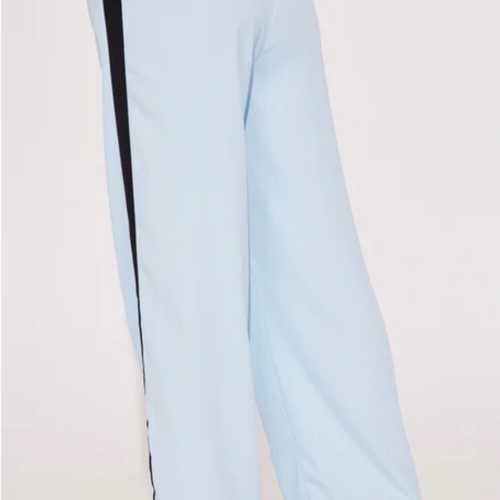 Fashion Nova Sky Blue Pants with Black Stripe